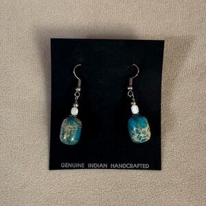 Handcrafted Blue and Gold Earrings